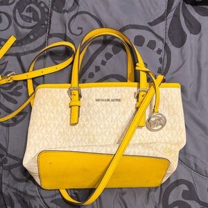 Michael Kors Yellow and Cream Satchel